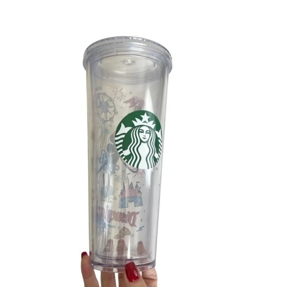 Starbucks‎ Disneyland Minne Mouse Venti 24 Oz Clear Travel Tumbler